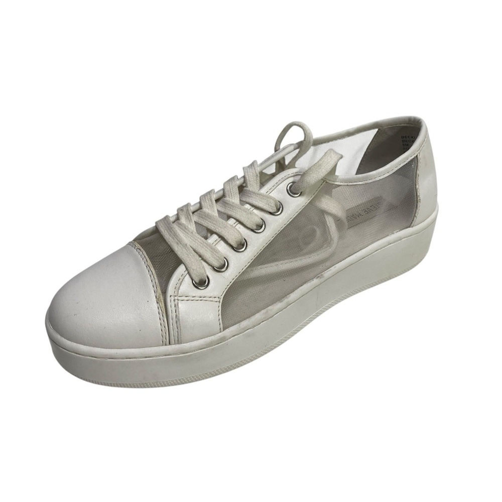Steve Madden Becki Women's White Platform Lace Up Sneakers Mesh Shoes 9 M PU‎